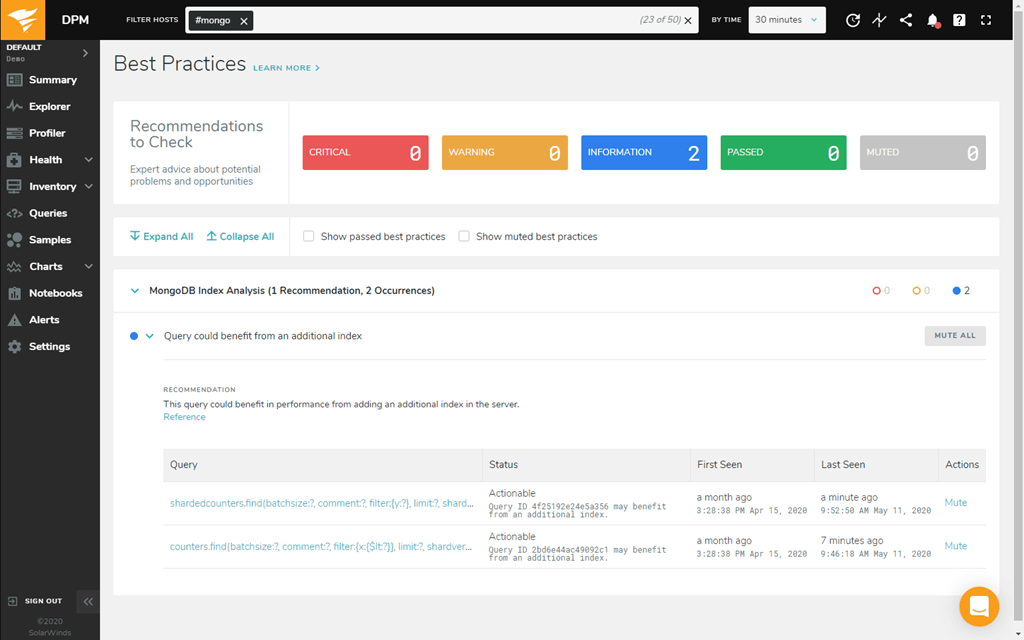 screenshot of SolarWinds Database Performance Monitor